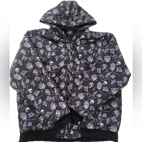 A$$holes Live Forever Skull & Rose Black Graphic Hoodie Coat XL